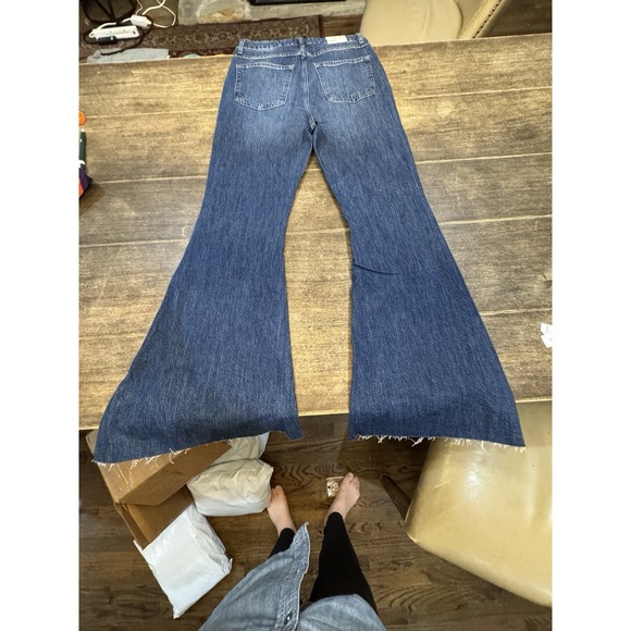 Forever 21 Blue Denim Flare Leg Jeans Daisies-High Rise Size 29 60's - Picture 4 of 16